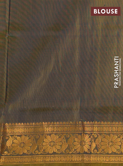 Pure uppada silk saree peacock blue and dual shade of mustard with allover silver & gold zari woven buttas and zari woven border
