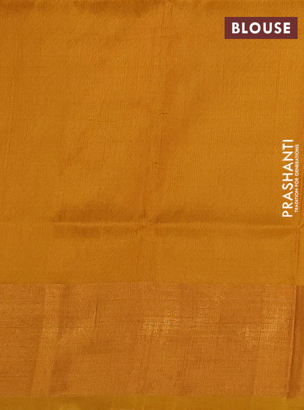 Pure uppada silk saree mustard yellow with silver & gold zari woven floral buttas and floral design zari woven border