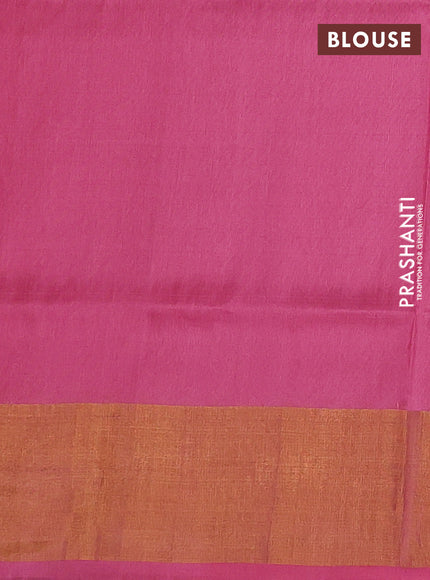Pure uppada silk saree light pink with silver & gold zari woven floral buttas and floral design zari woven border