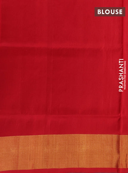 Pure uppada silk saree red with silver & gold zari woven floral buttas and floral design zari woven border