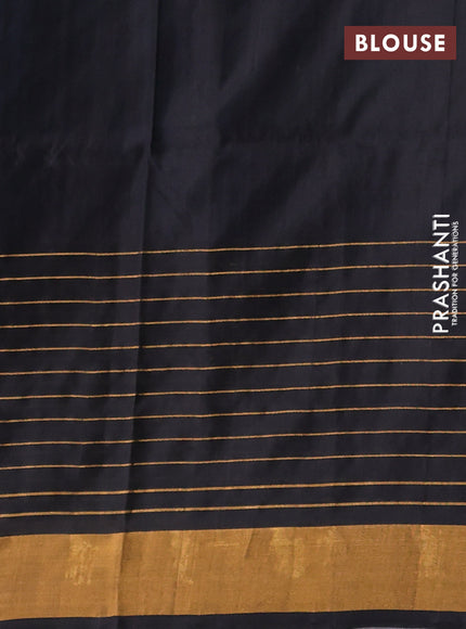 Pure uppada silk saree peacock blue and black with allover zari woven buttas and long zari woven border