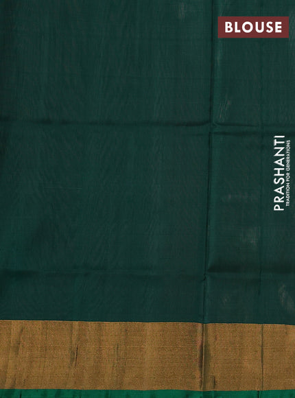 Pure uppada silk saree pastel peach and green with silver & gold zari woven coin buttas and zari woven border