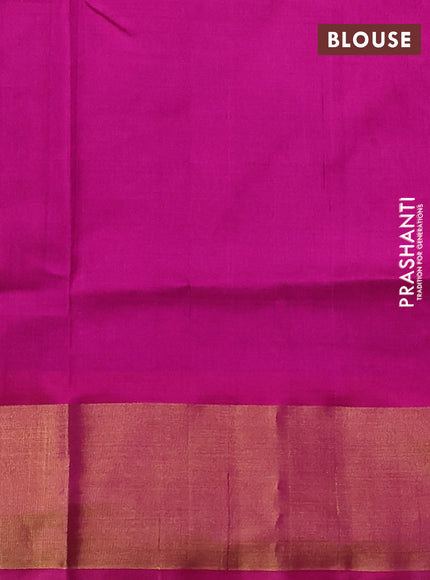 Pure uppada silk saree purple and pink with silver & gold zari woven coin buttas and zari woven border