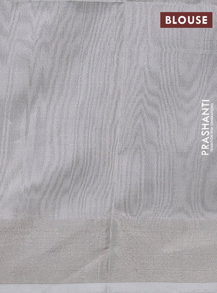 Pure uppada silk saree peacock green and pastel grey with silver zari woven coin buttas and silver zari woven border
