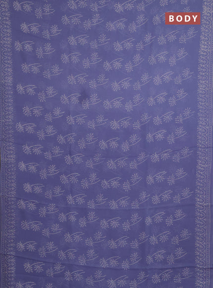 Georgette saree pastel lavender with butta block prints and printed border