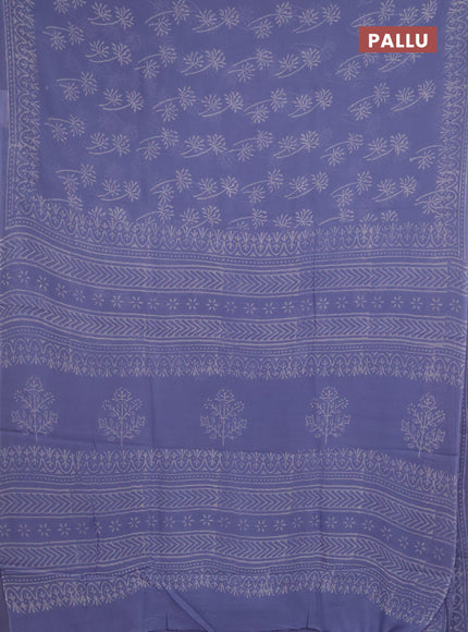 Georgette saree pastel lavender with butta block prints and printed border