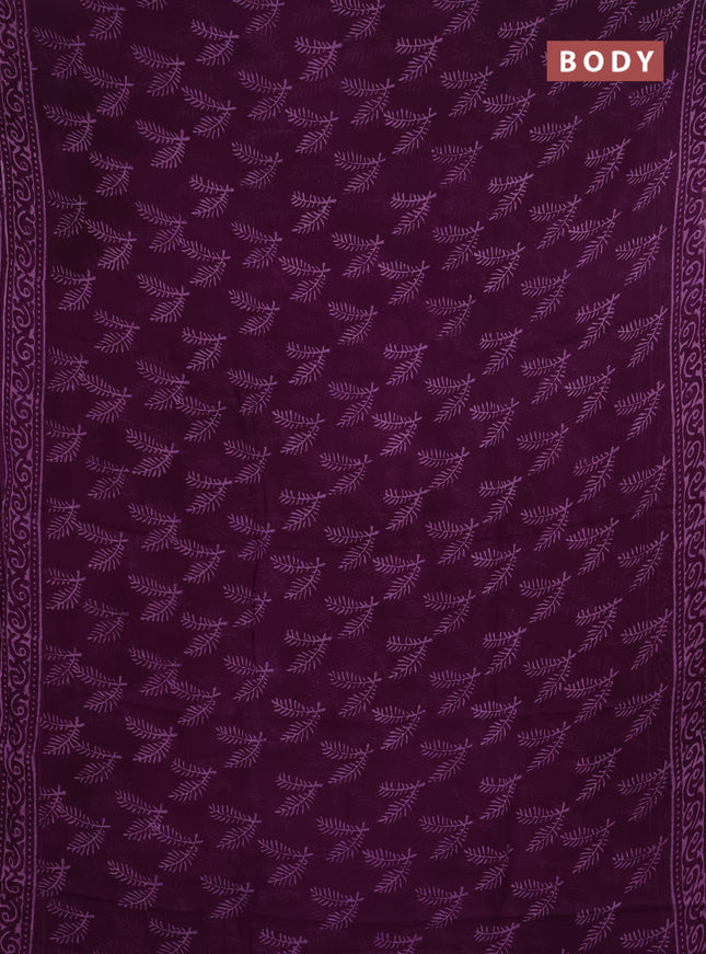 Georgette saree purple with butta block prints and printed border