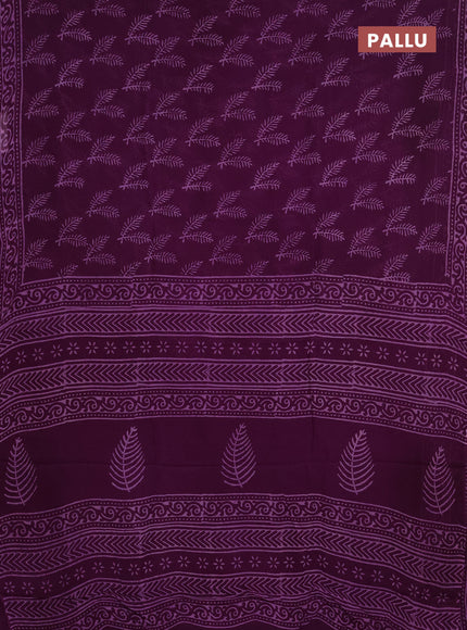 Georgette saree purple with butta block prints and printed border