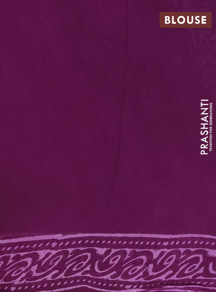 Georgette saree purple with butta block prints and printed border