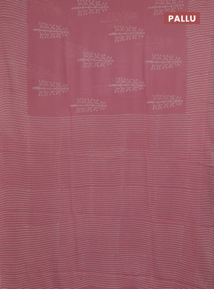 Georgette saree pastel peach with butta block prints and printed border