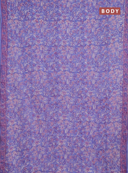 Georgette saree lavender shade and onion pink with allover block prints and printed border