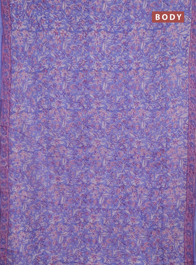Georgette saree lavender shade and onion pink with allover block prints and printed border