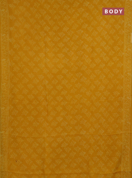 Georgette saree yellow with allover butta block prints and printed border