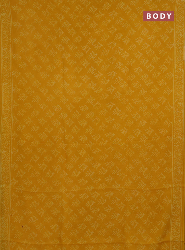 Georgette saree yellow with allover butta block prints and printed border