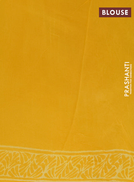 Georgette saree yellow with allover butta block prints and printed border