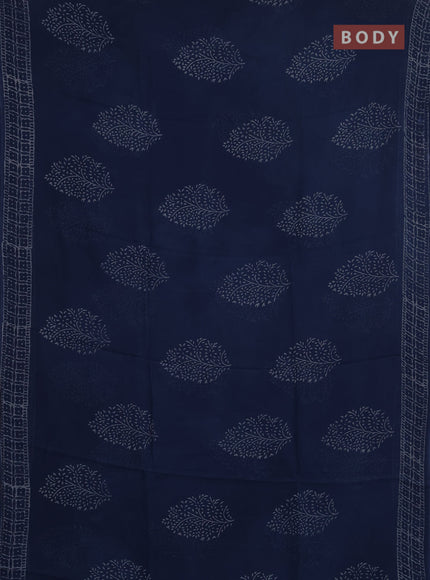 Georgette saree peacock blue with butta block prints and printed border