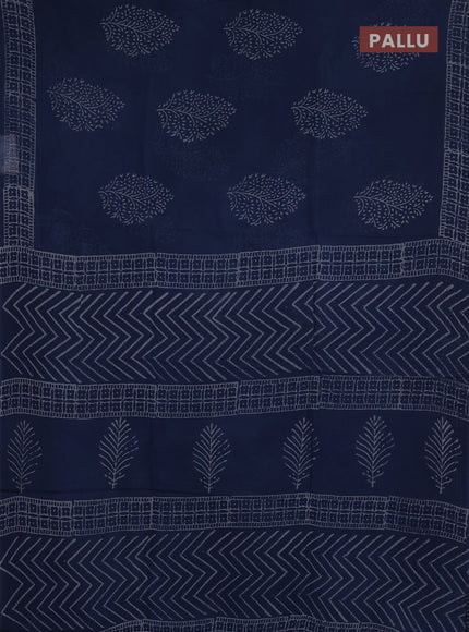 Georgette saree peacock blue with butta block prints and printed border