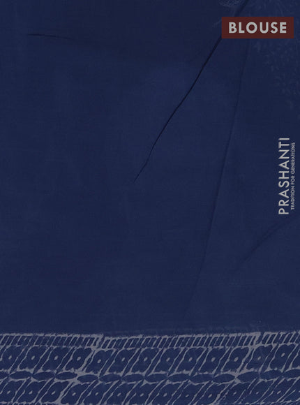 Georgette saree peacock blue with butta block prints and printed border