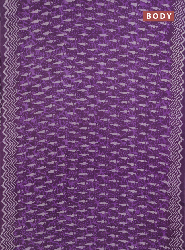 Georgette saree purple shade with allover dabu prints and printed border