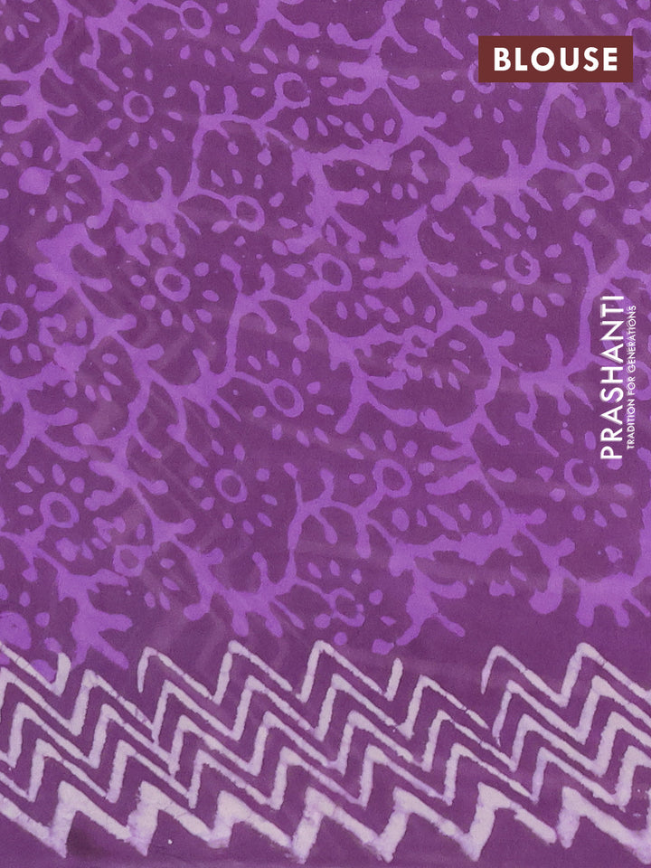 Georgette saree purple shade with allover dabu prints and printed border