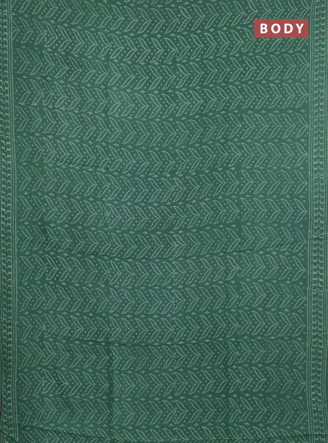Georgette saree green with allover block prints and printed border