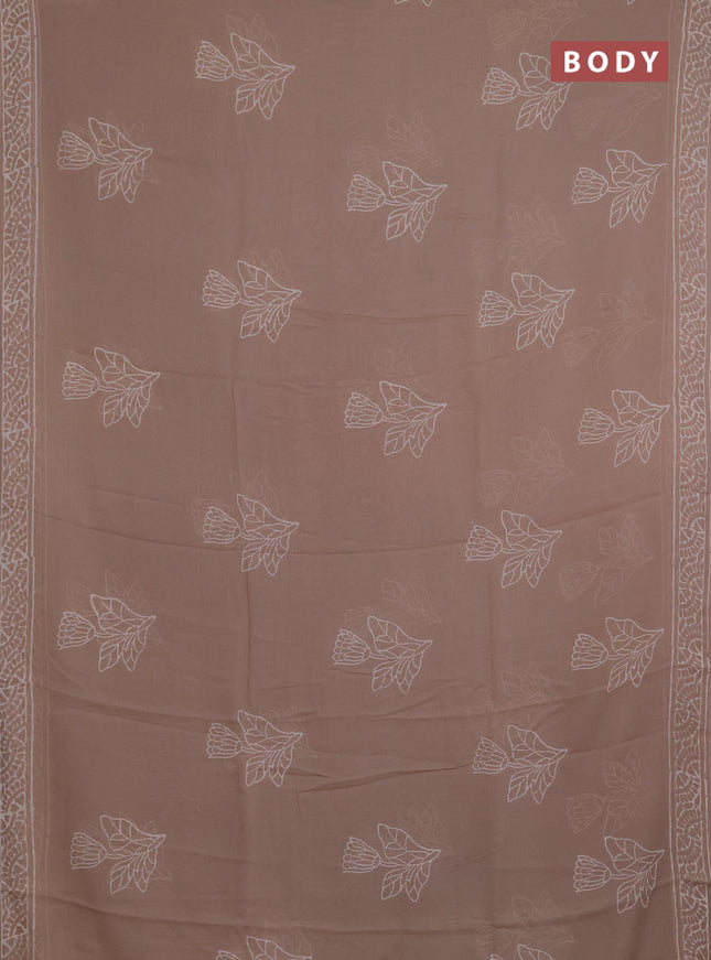 Georgette saree beige with butta block prints and printed border