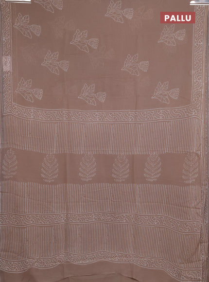 Georgette saree beige with butta block prints and printed border