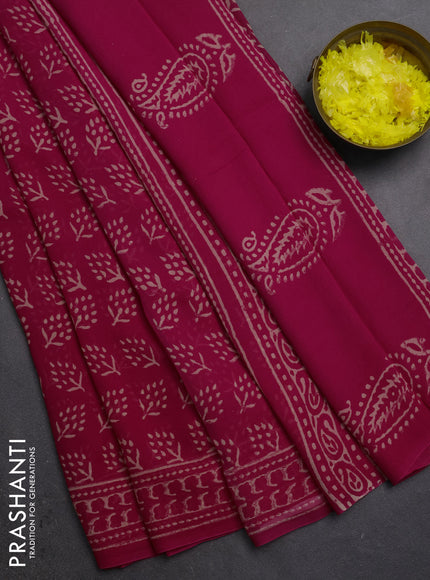 Georgette saree pink with allover butta block prints and printed border