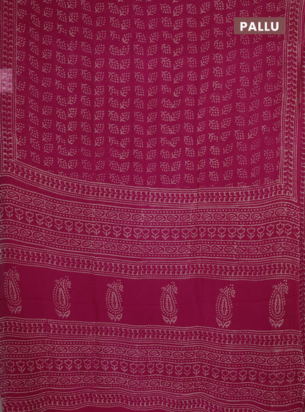 Georgette saree pink with allover butta block prints and printed border