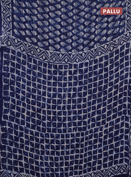 Georgette saree indigo blue with allover dabu prints and printed border