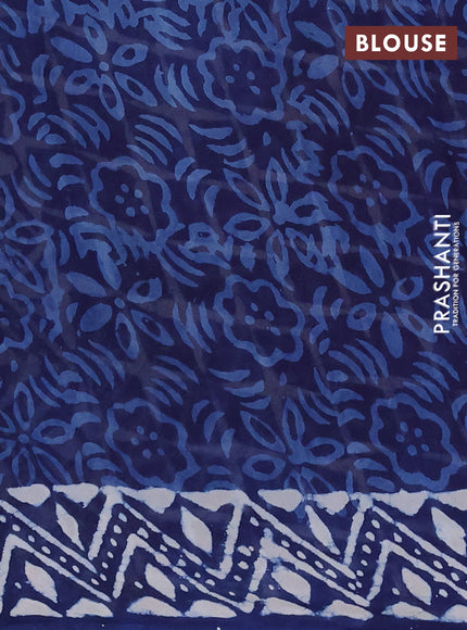 Georgette saree indigo blue with allover dabu prints and printed border