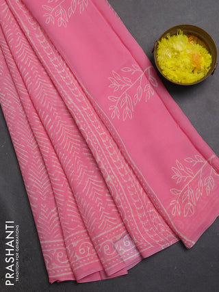 Georgette saree light pink with allover block prints and printed border