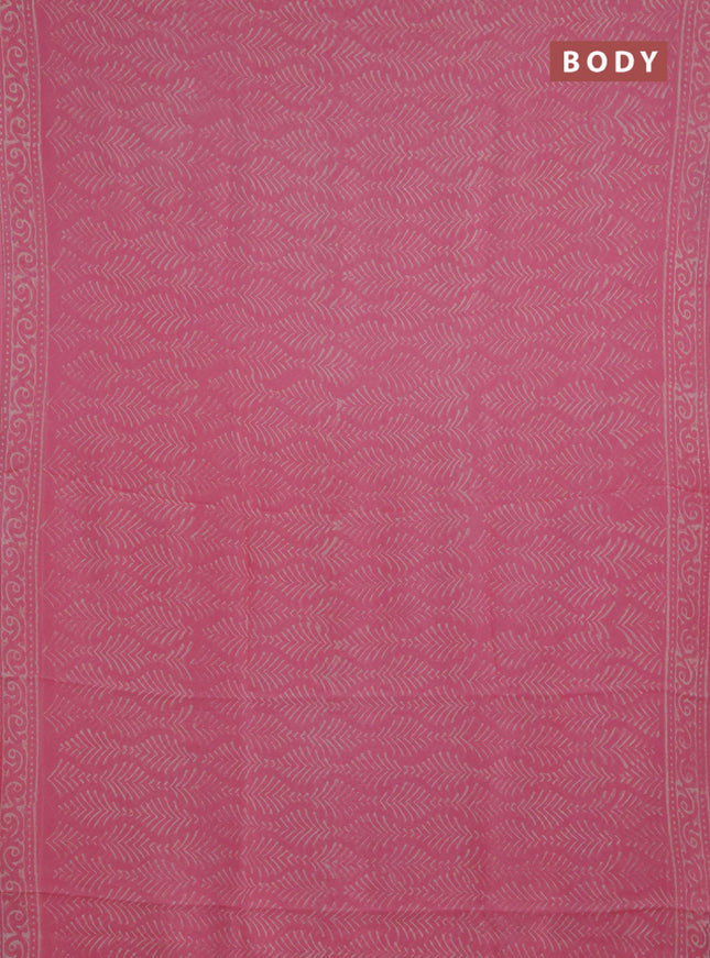 Georgette saree light pink with allover block prints and printed border