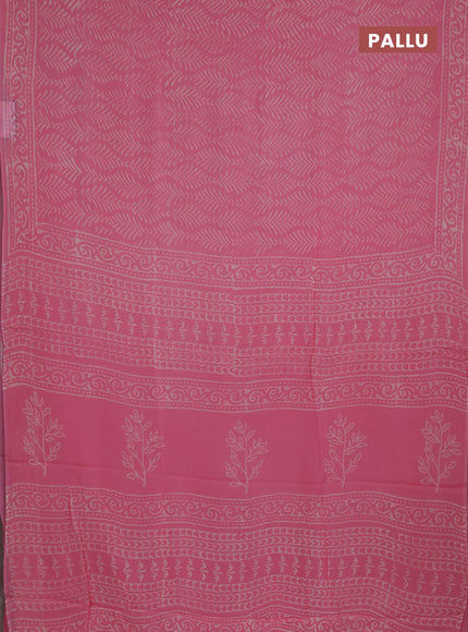 Georgette saree light pink with allover block prints and printed border