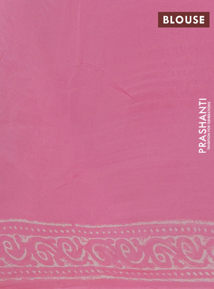 Georgette saree light pink with allover block prints and printed border