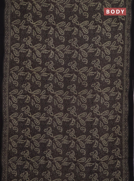 Georgette saree grey and black with allover block prints and printed border