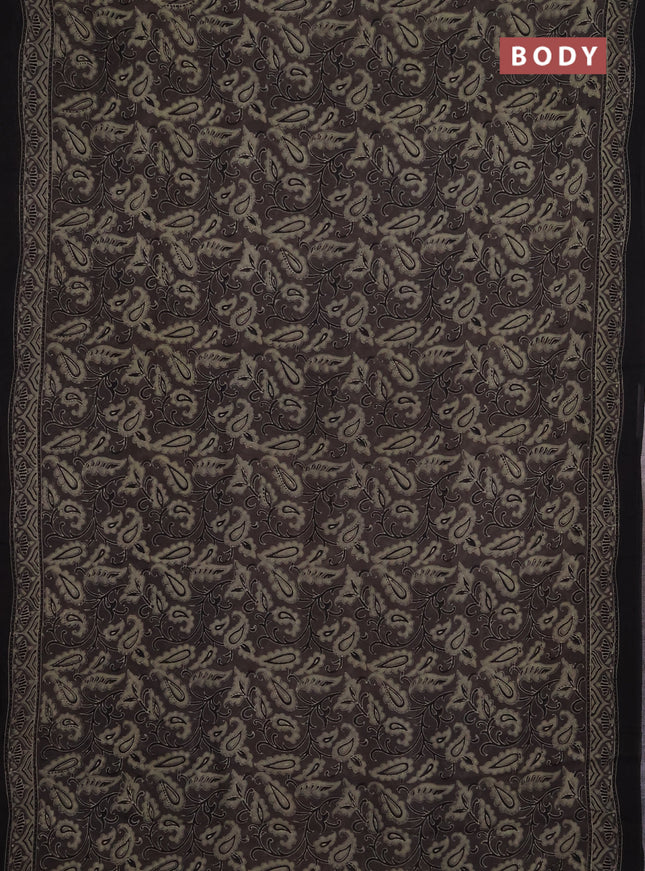Georgette saree grey and black with allover block prints and printed border