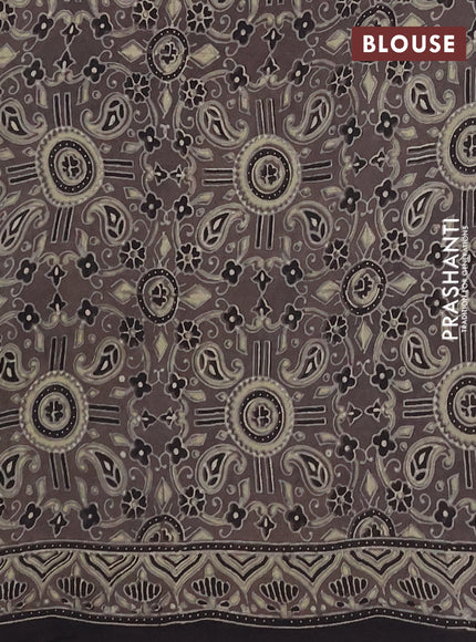 Georgette saree grey and black with allover block prints and printed border