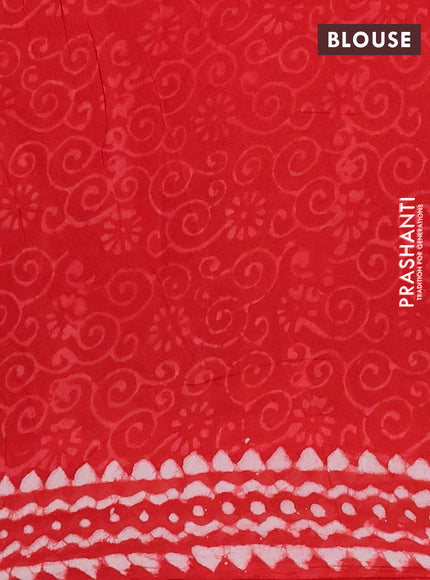 Georgette saree rustic orange with allover dabu prints and printed border