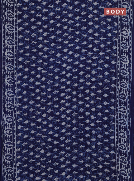 Georgette saree indigo blue with allover dabu prints and printed border