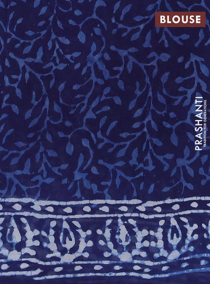 Georgette saree indigo blue with allover dabu prints and printed border