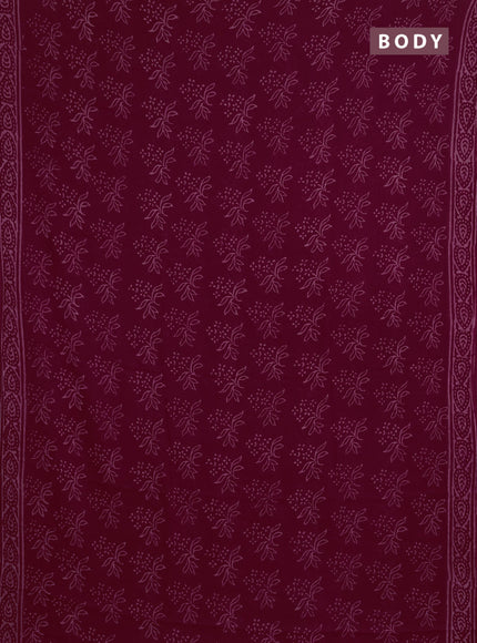 Georgette saree maroon with allover block prints and printed border