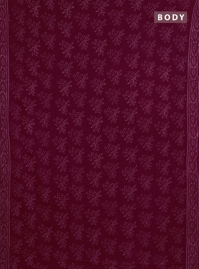 Georgette saree maroon with allover block prints and printed border