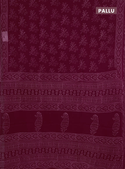 Georgette saree maroon with allover block prints and printed border