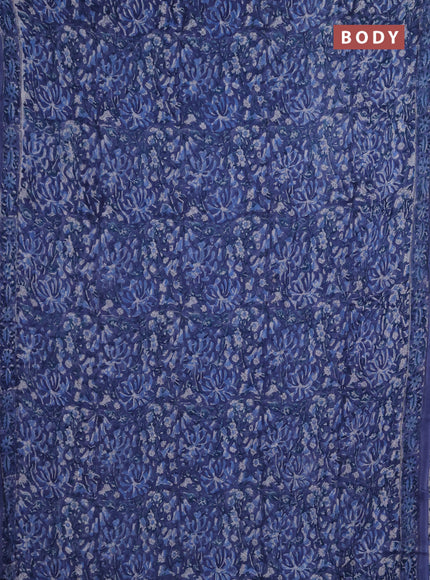 Georgette saree blue with allover block prints and printed border