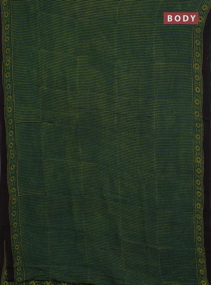 Georgette saree bottle green and black with allover stripe pattern and printed border