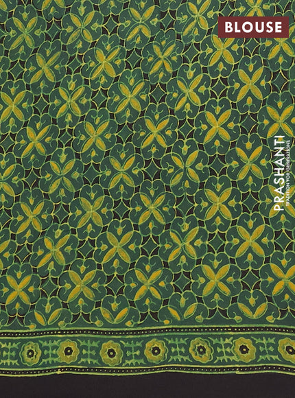 Georgette saree bottle green and black with allover stripe pattern and printed border
