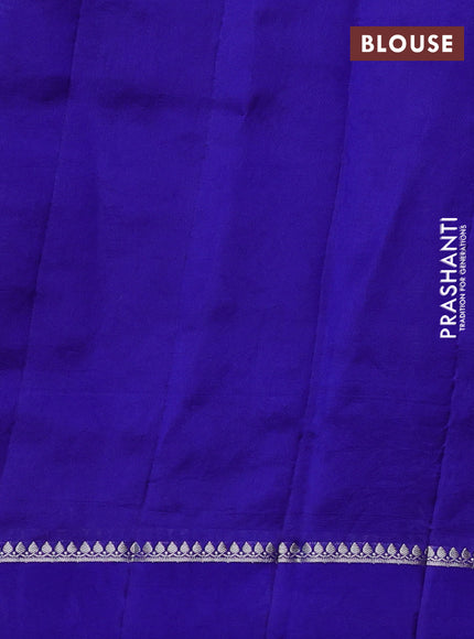 Poona silk saree royal blue with allover silver zari weaves and simple border