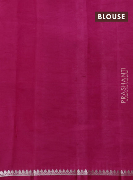 Poona silk saree pink with allover silver zari weaves and simple border
