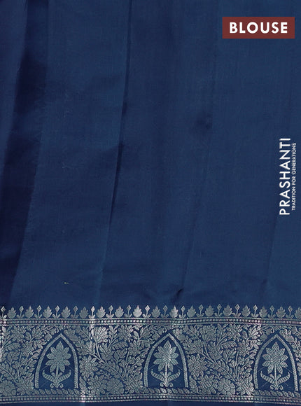 Poona silk saree peacock blue with allover thread & zari weaves and zari woven border